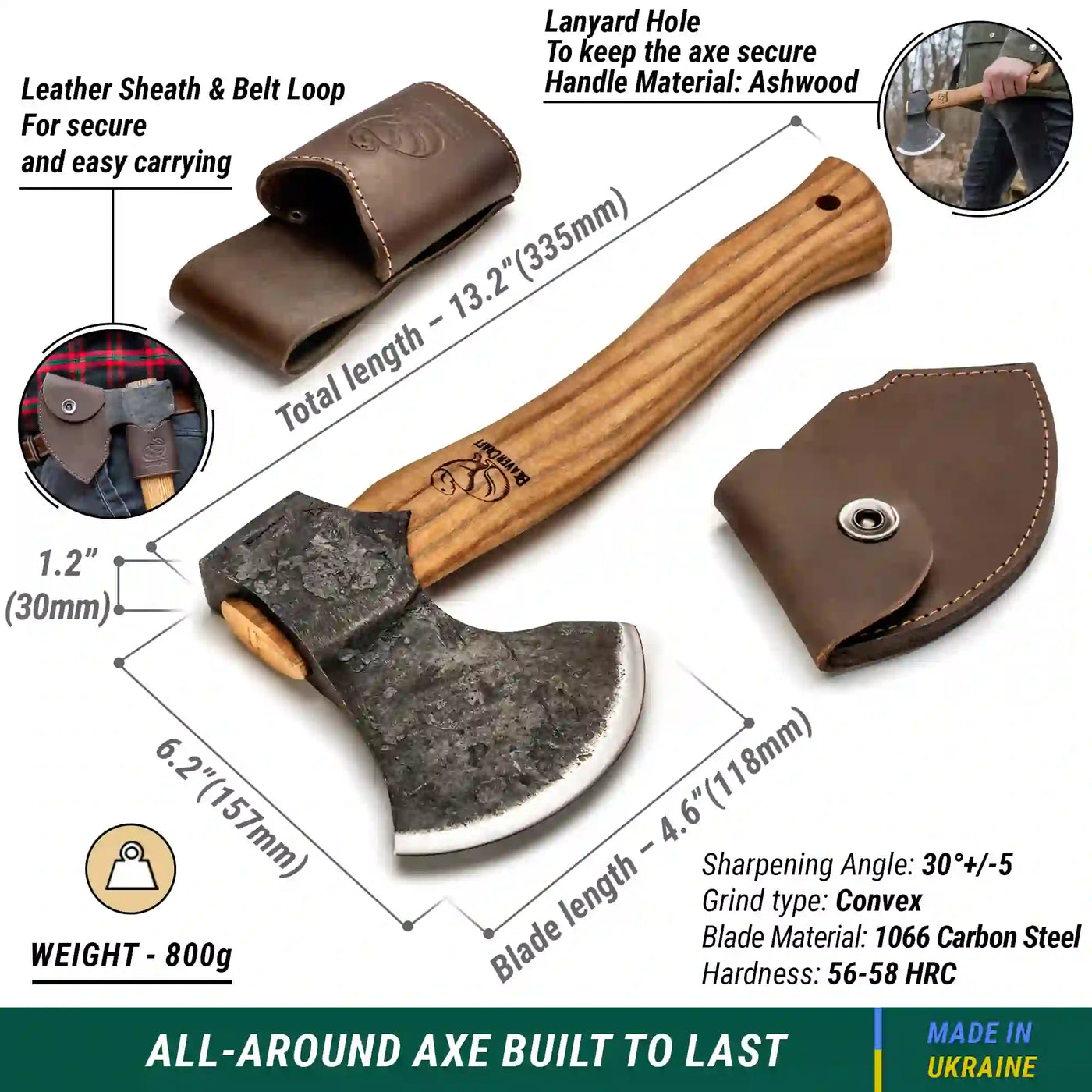 Splitting Hatchet for Firewood & Bushcraft – Compact Carbon Steel