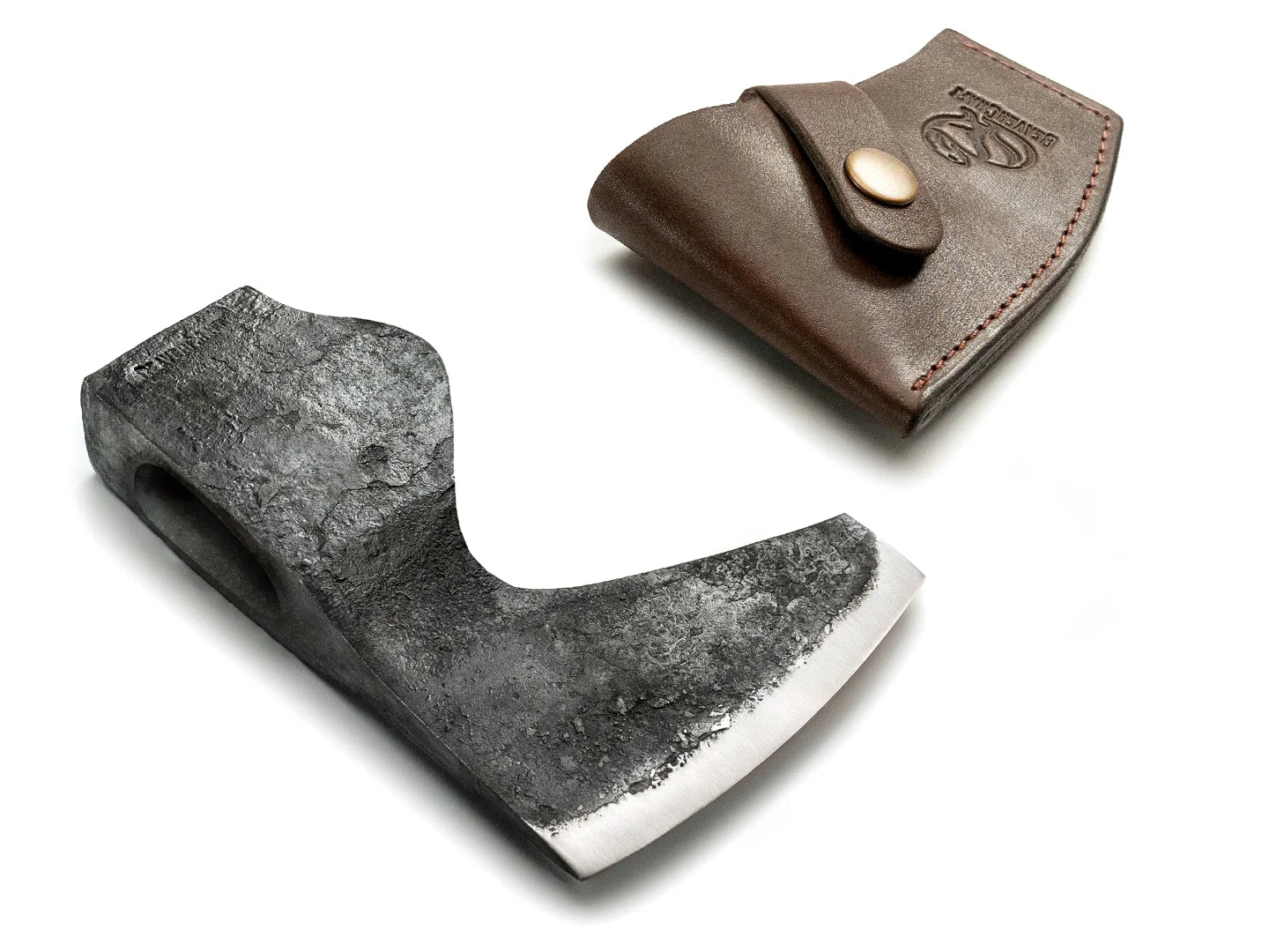 Kickapoo Ax Head AX6_Head – Hand-Forged Axe Head with Leather Sheath – BeaverCraft Tools