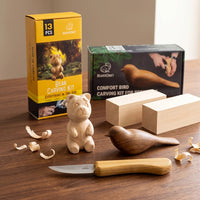 Bird & Bear Schnitzset – Komplettes Holzschnitz-Kit-Bundle mit Comfort Bird & Bear – BDIY01_05