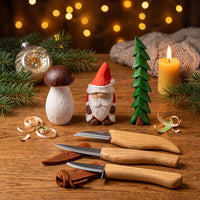 Holiday Carving Trio – Santa, Tree & Mushroom