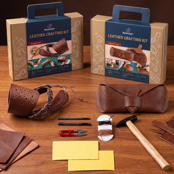 Zubehörpaket – Komplettes Lederbastelset mit Armbändern und Brillenetui – BDIY_L_BC