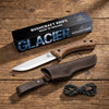 Bushcraft Knife for Camping & Outdoor – Carbon Steel Knife with Walnut Handle & Leather Sheath – BSH2 Glacier