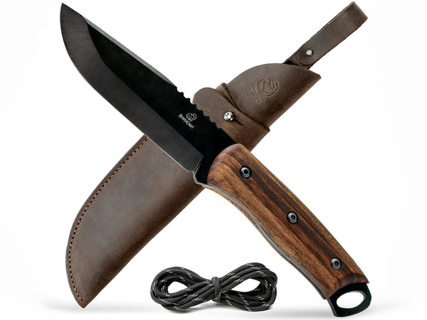 Bushcraft Knife for Outdoor & Survival – Black Oxide Coated Carbon