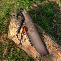 Couteau Bushcraft en Acier au Carbone avec Bâton de Feu et Étui en Cuir – BSH4_F Dusk