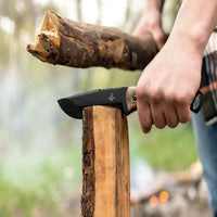 Couteau Bushcraft en Acier au Carbone avec Bâton de Feu et Étui en Cuir – BSH4_F Dusk