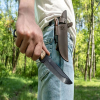 Couteau Bushcraft en Acier au Carbone avec Bâton de Feu et Étui en Cuir – BSH4_F Dusk