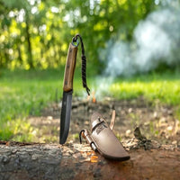Couteau Bushcraft en Acier au Carbone avec Bâton de Feu et Étui en Cuir – BSH4_F Dusk