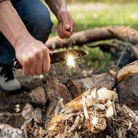 Couteau Bushcraft en Acier au Carbone avec Bâton de Feu et Étui en Cuir – BSH4_F Dusk