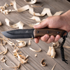 Bushcraft Knife for Outdoor & Survival – Black Oxide Coated Carbon Steel Knife with Walnut Handle & Leather Sheath – BSH4 Dusk