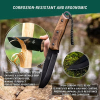 Couteau Bushcraft en Acier au Carbone avec Bâton de Feu et Étui en Cuir – BSH4_F Dusk
