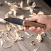 Compact Bushcraft Knife for Camping & Hiking – Black Oxide Coated Carbon Steel Knife with Walnut Handle & Leather Sheath – BSH5 Shadow