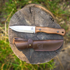 Bushcraft Knife for Camping & Outdoor – Carbon Steel Knife with Walnut Handle & Leather Sheath – BSH6 Breeze