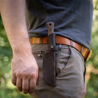 Bushcraft Knife for Camping & Outdoor – Carbon Steel Knife with Walnut Handle & Leather Sheath – BSH6 Breeze