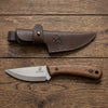 Bushcraft Knife for Camping & Outdoor – Carbon Steel Knife with Walnut Handle & Leather Sheath – BSH7 Wild Harvest