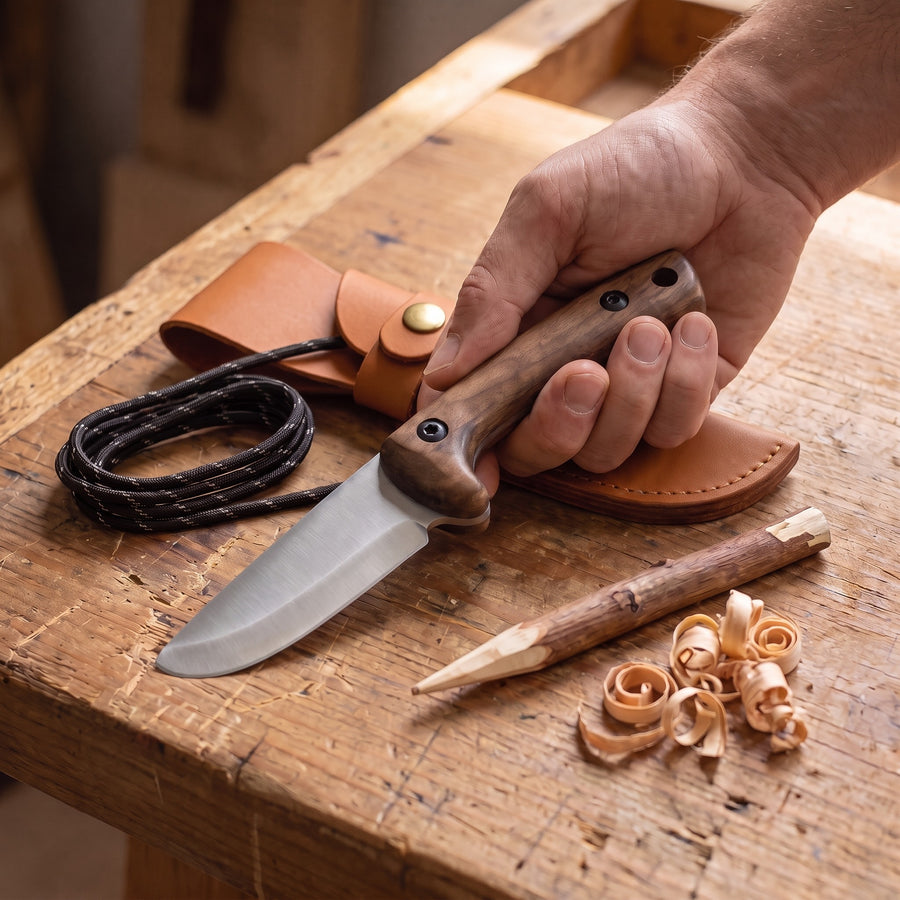 Kids Bushcraft Knife with Leather Sheath