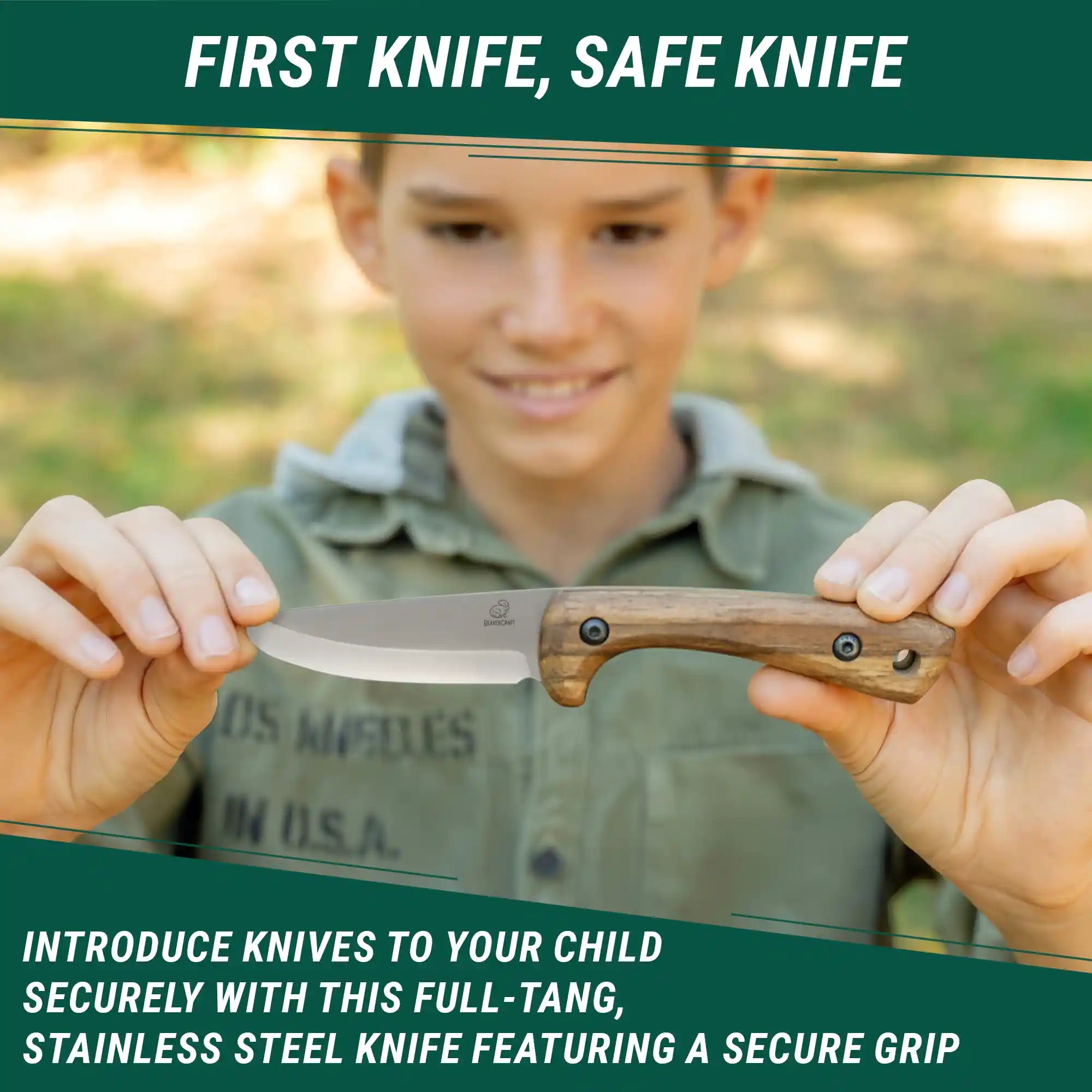 Whittling Knife for Kids and Beginners with a Leather Knife Sheath C1 kid