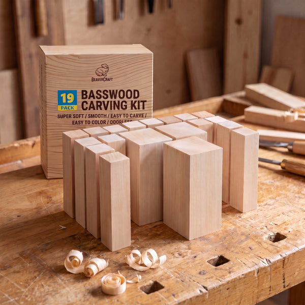 Basswood Carving Block Set, 19 pcs