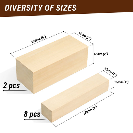 Set of Basswood Carving Blocks 10 pcs