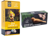 Bird & Bear Carving Set – Complete Wood Carving Kit Bundle with Comfort Bird & Bear – BDIY01_05