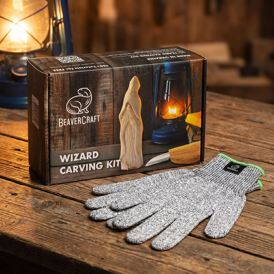 Wizard Starter Bundle – DIY Carving Kit with Safety Gloves in size S