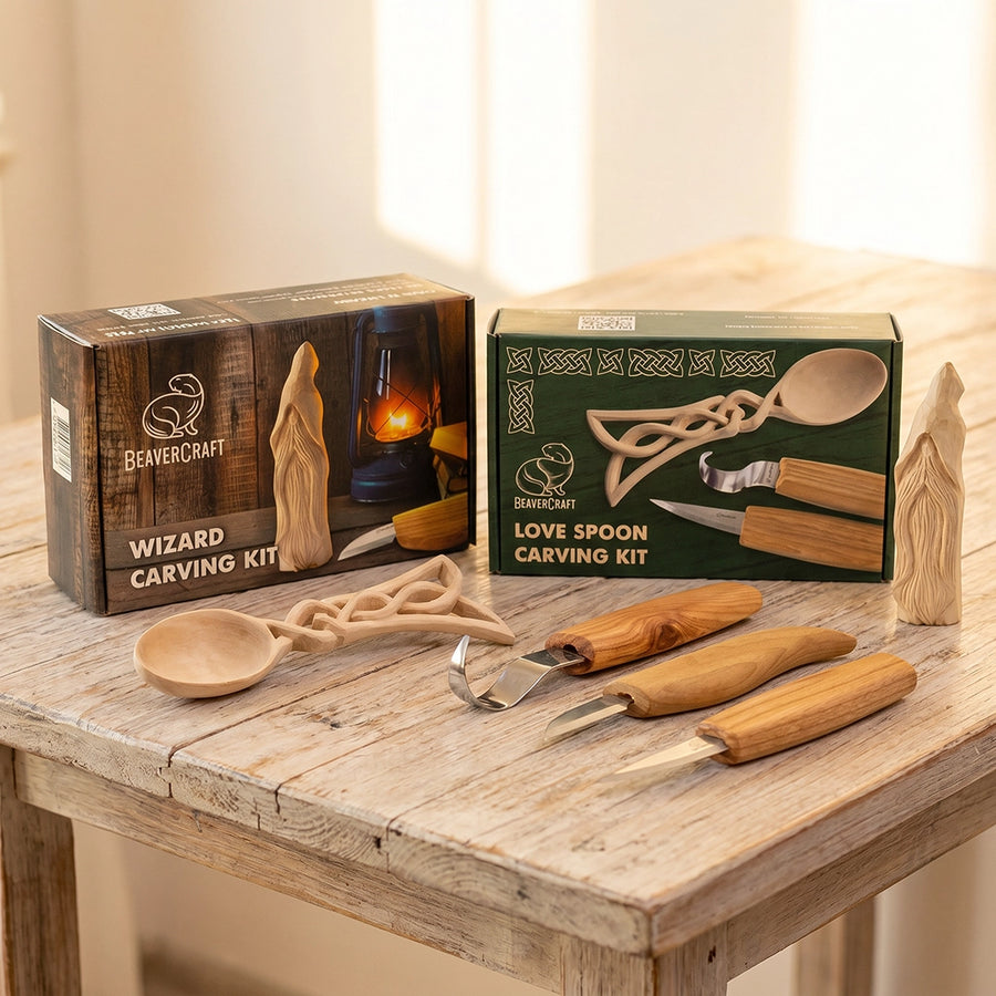 Wizard & Celtic Spoon Carving Bundle - Complete Beginner Whittling Set for Adults & Teens