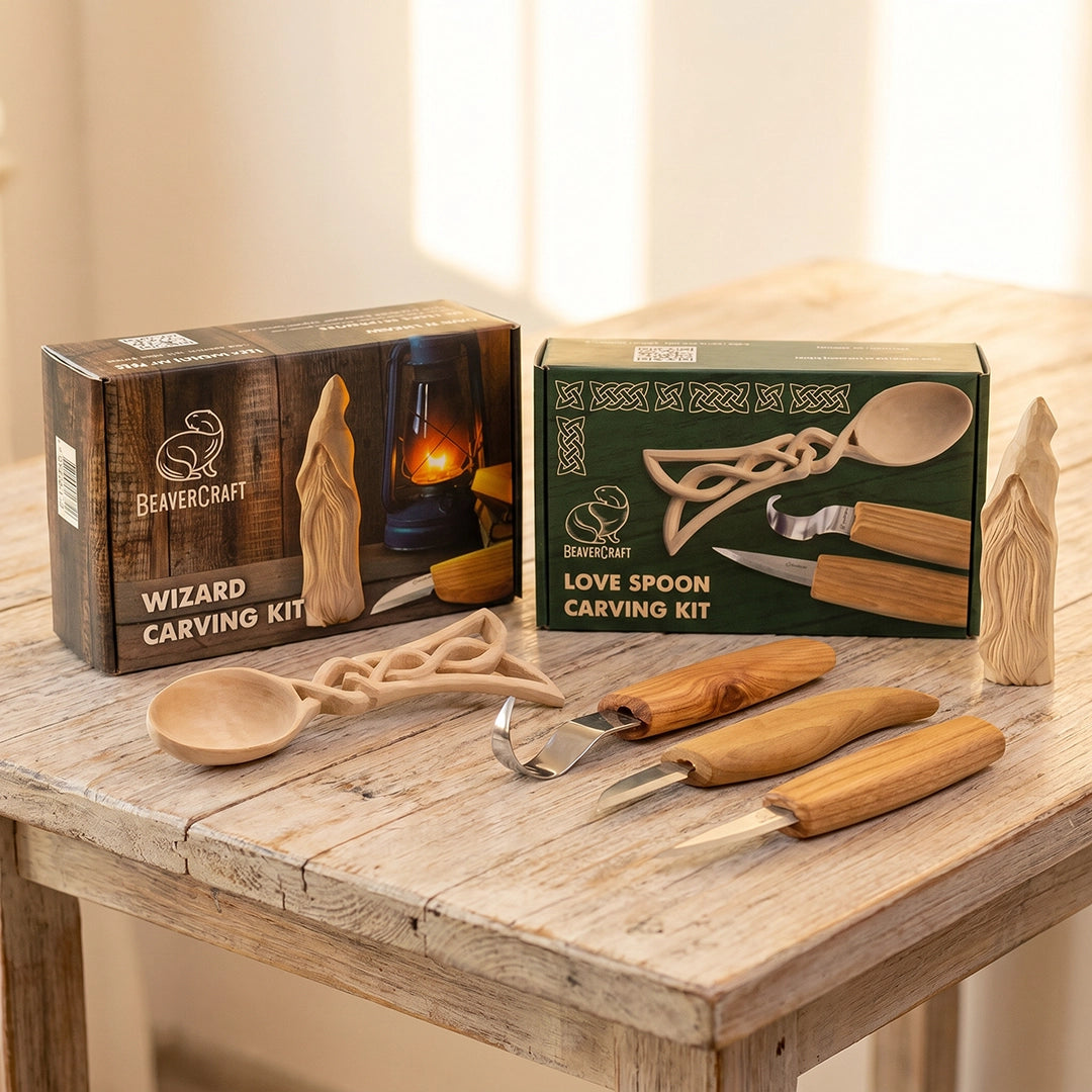 Wizard & Celtic Spoon Carving Bundle - Complete Beginner Whittling Set for Adults & Teens