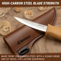 Cuchillo para Tallar con Funda de Cuero – C4S