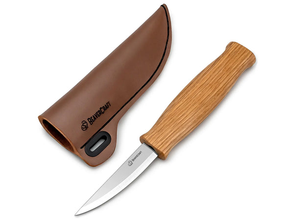 Whittling Knife with Leather Sheath – C4S – BeaverCraft Tools Whittling Knife with Leather Sheath – C4S – BeaverCraft Tools