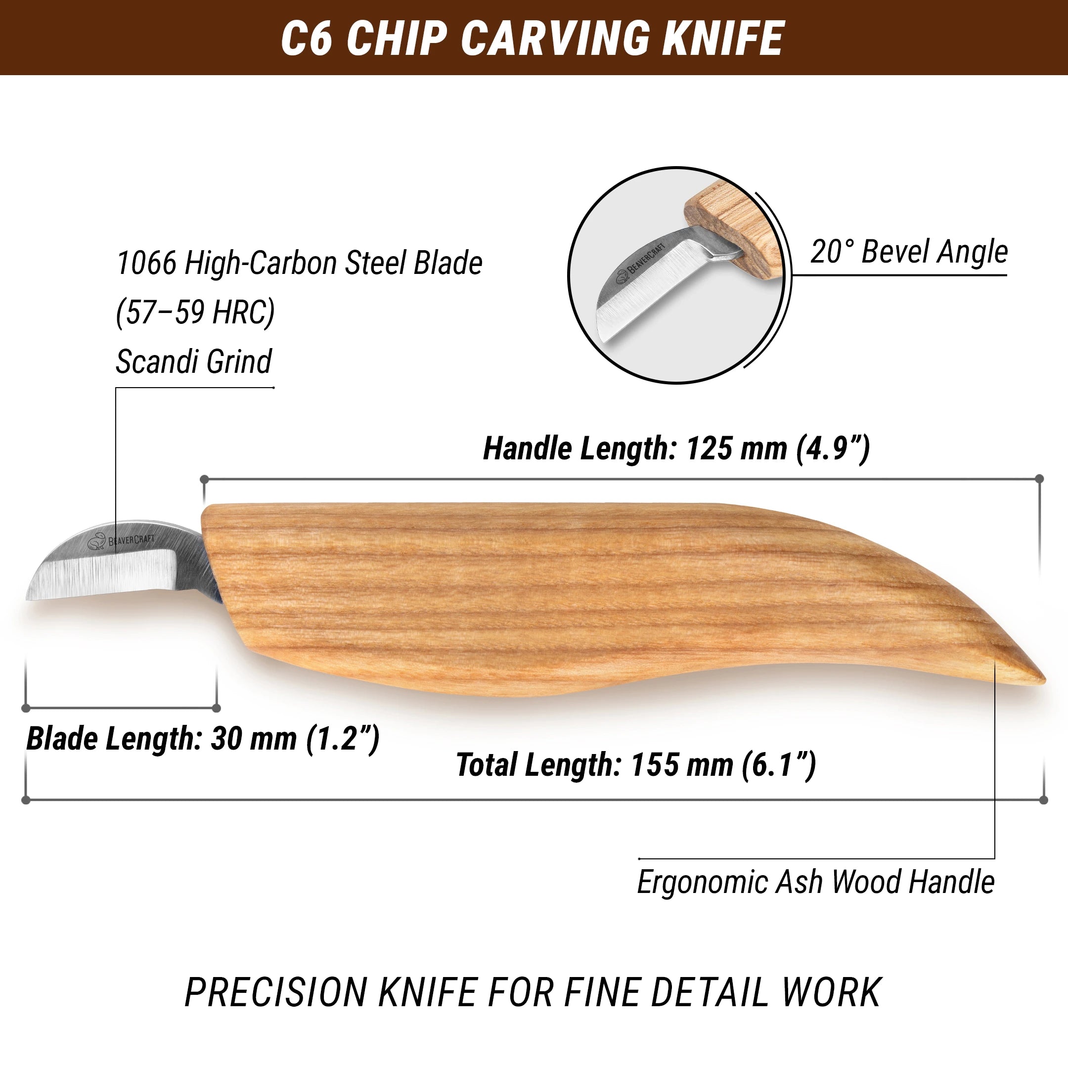 ■■最終特価■CARVING■156cm■調整ビン付■GRIPWALK■ Buy C6 - Chip Carving Knife online - BeaverCraft – BeaverCraft Tools