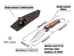 Camping Knife with Leather Sheath