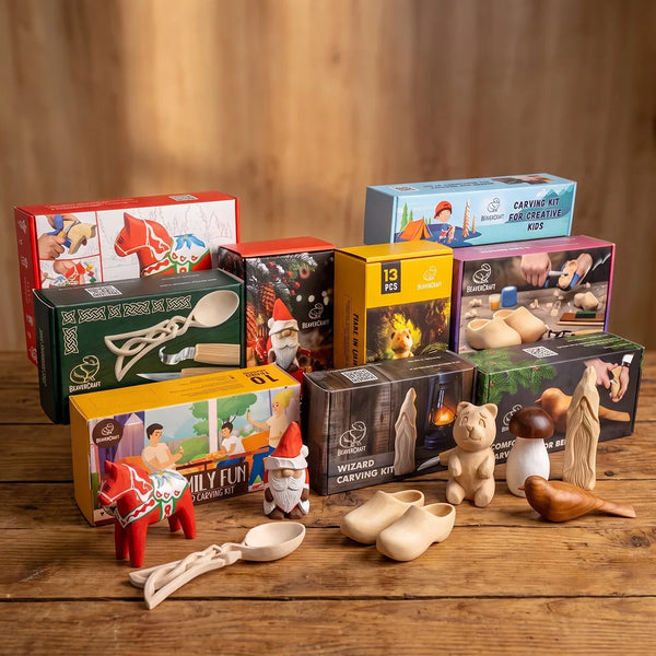 Geschenkset mit 9 DIY Schnitzkits