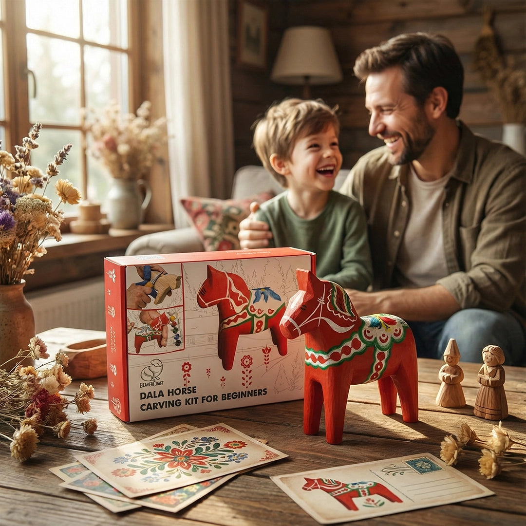 Buy Whittling horse, dala horse wood carving kit online