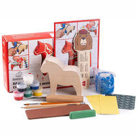 Ultimatives DIY-Kinderpaket – Komplettes Holzschnitzset mit Weihnachtsmann, Glücksvogel, Bär & Dala-Pferd – BDIY01_02_05_06