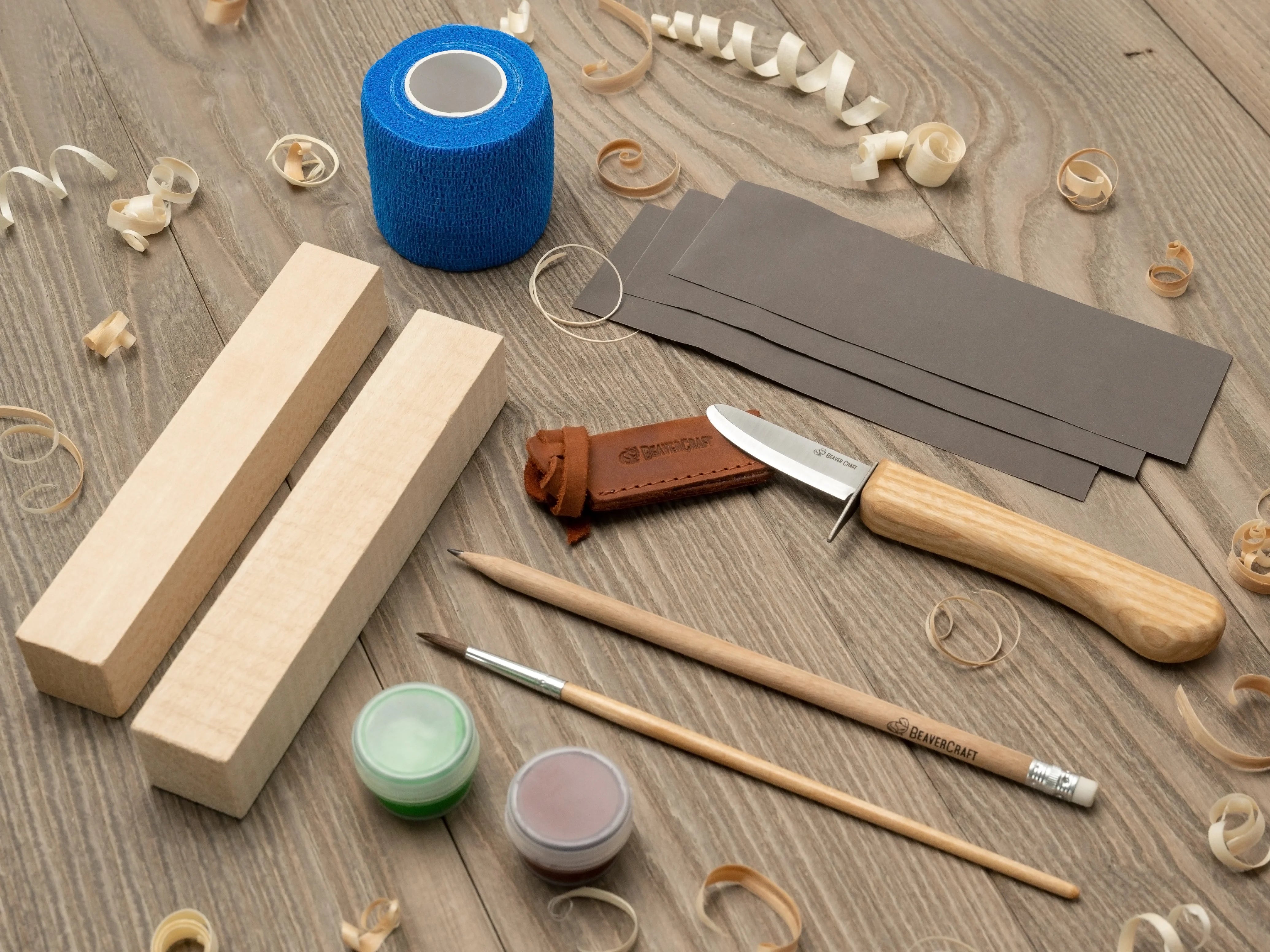BeaverCraft DIY08 Wood Carving Kit for Kids & Beginner C2 Whittling Knife  for Fine Chip Carving Wood and General Purpose