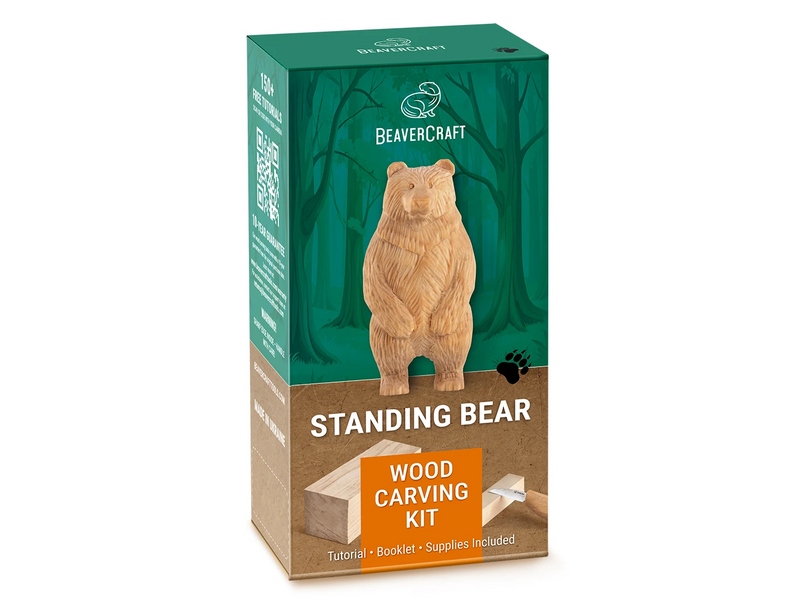 Standing Bear Carving Kit – Complete Starter Wood Carving Kit – DIY12