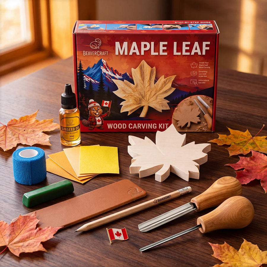 Maple Leaf Carving Kit – Complete Relief Carving Kit for Beginners, Kids & Adults