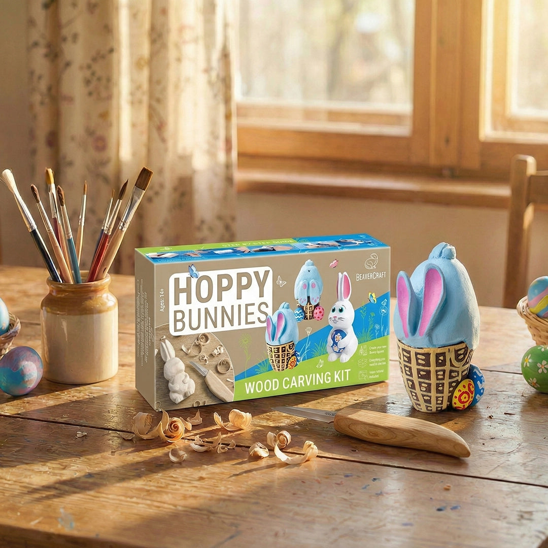 DIY Bunny Wood Carving Kit for Beginners – Complete Set with Tools