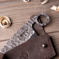 Pequeño Cuchillo de Desbaste Forjado a Mano con Funda de Cuero - DK5S