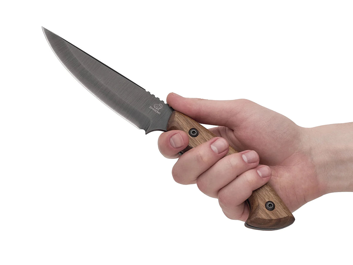 Hunting Knife – Blued Carbon Steel, Walnut Handle – BeaverCraft Tools