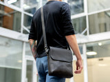 Grip – Leather Flap Over Shoulder Bag for Men, Black