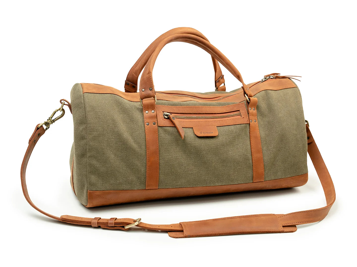 Canvas and Leather Travel Luggage Duffel Bag