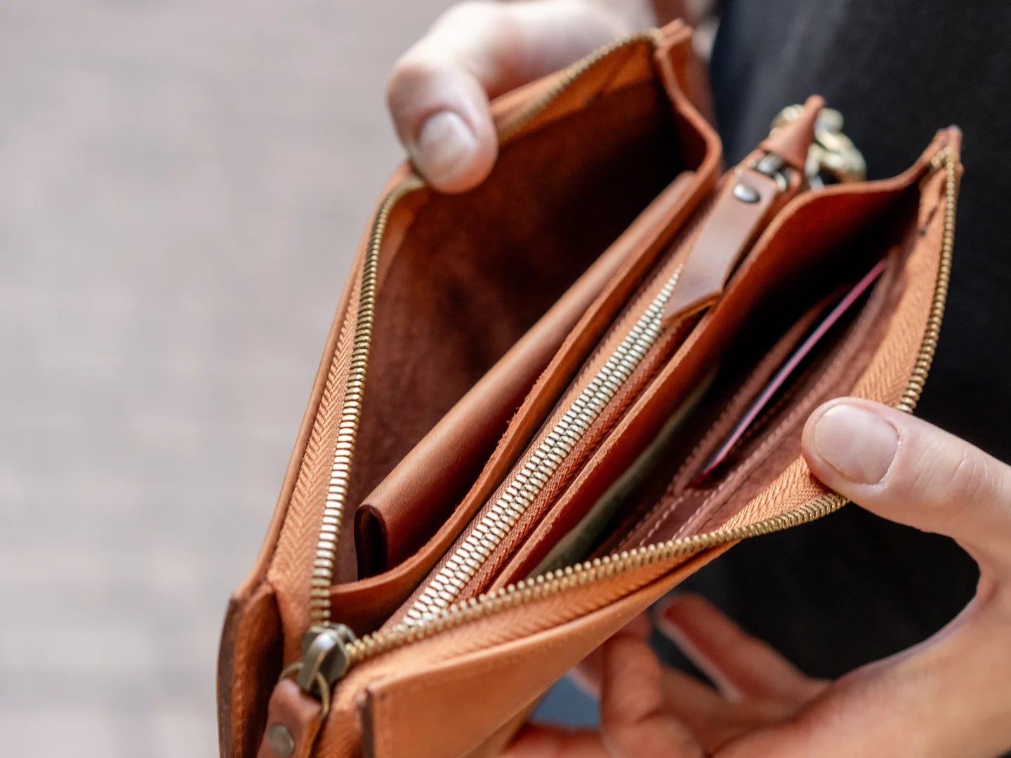 Brown leather clutch Clearance