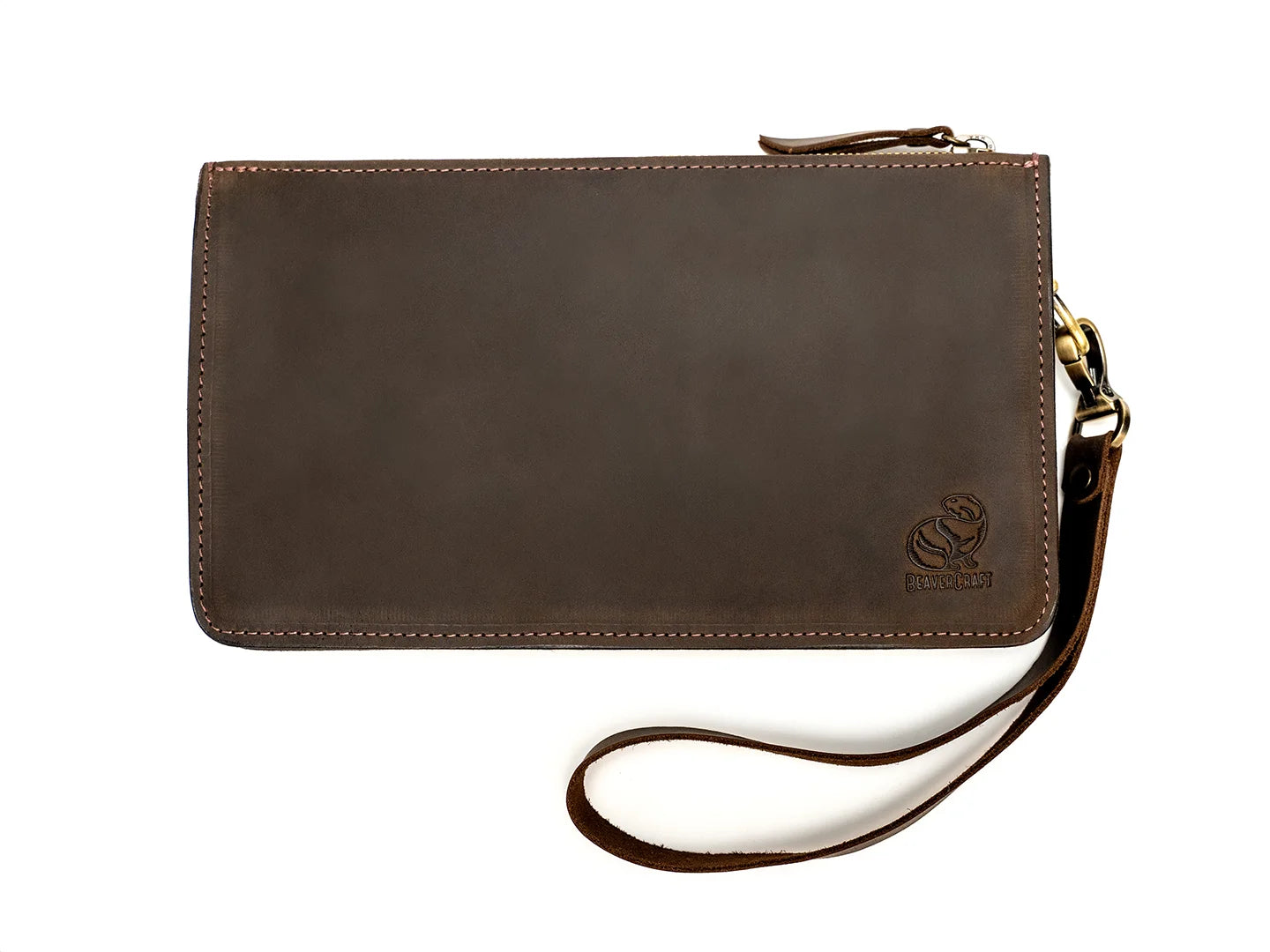 Maverick – Leather Clutch Wristlet Hand Bag for Men, Chocolate