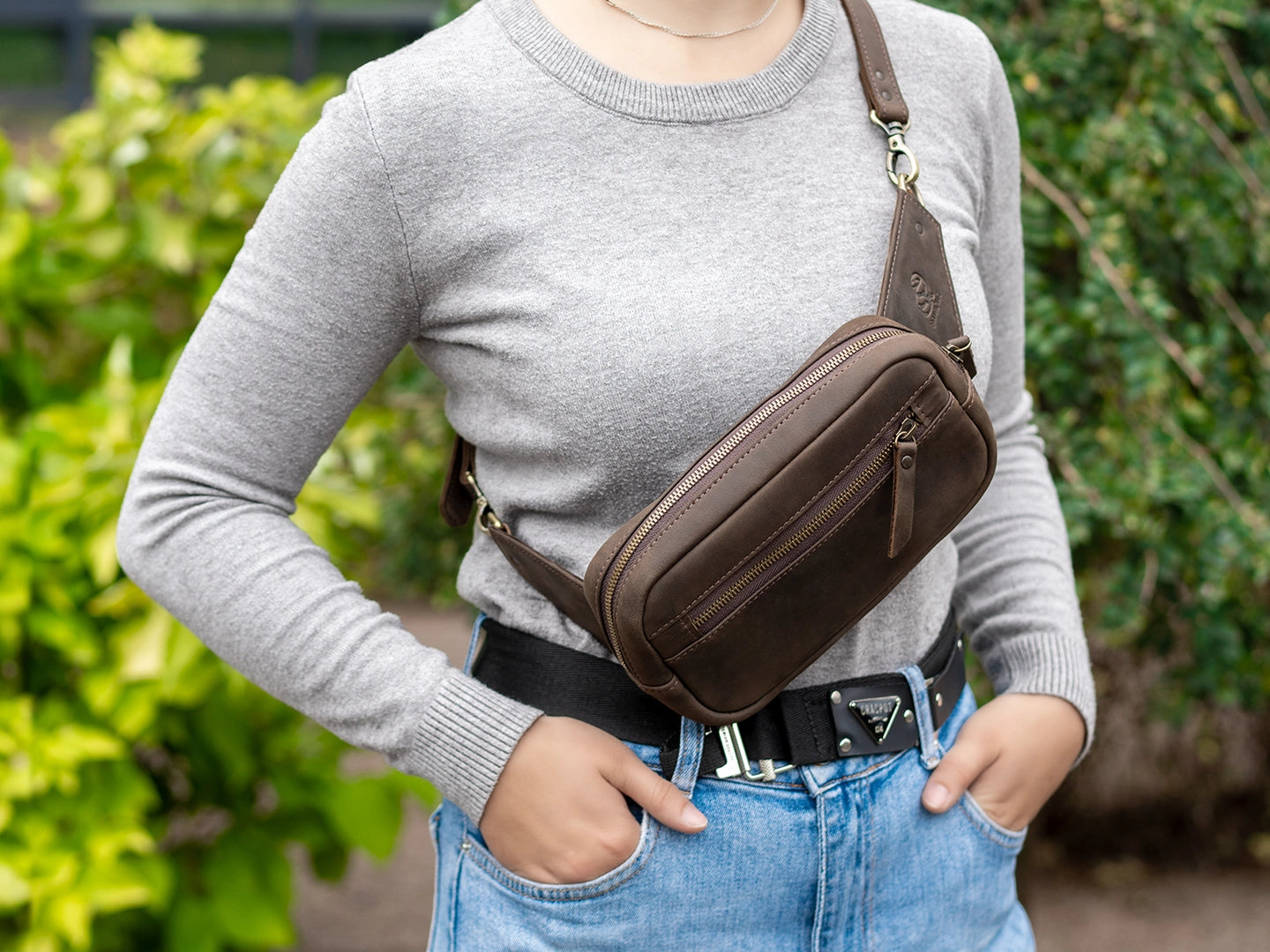 Leather Fanny Pack Waistbag Travel Utility Belt-brown-one Size