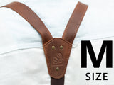 Adjustable Brown Leather Suspenders Braces for Men with 4 Metal Clips