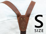 Adjustable Brown Leather Suspenders Braces for Men with 4 Metal Clips