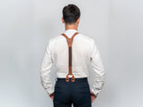 Adjustable Brown Leather Suspenders