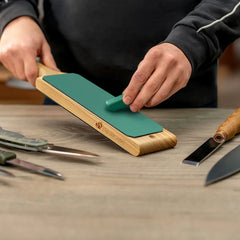 Leather Paddle Strop for Knife Sharpening – Double-Sided Leather Strop with Polishing Compound – LS1P1