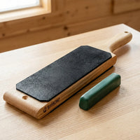 Leather Paddle Strop for Knife Sharpening – Double-Sided Leather Strop with Polishing Compound – LS1P1
