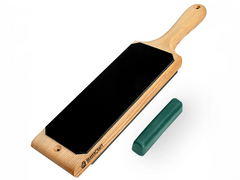 Dual-Sided Leather Paddle Strop & Polishing Compound